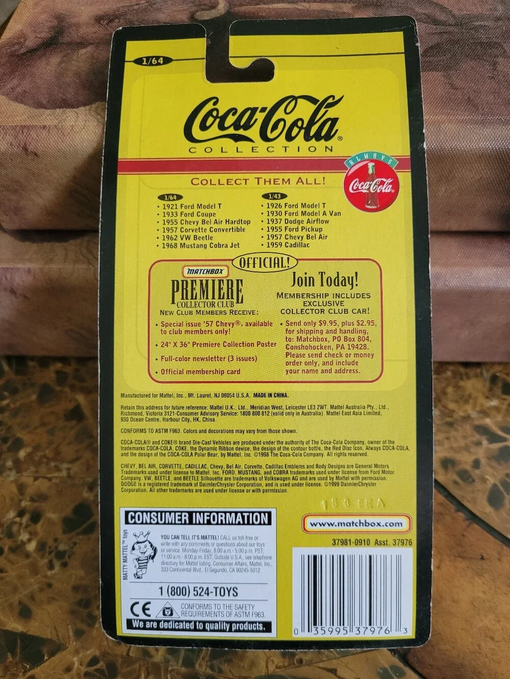 Matchbox Collectibles Coca-Cola 1955 Chevy Bel Air Hardtop - Yellow & White